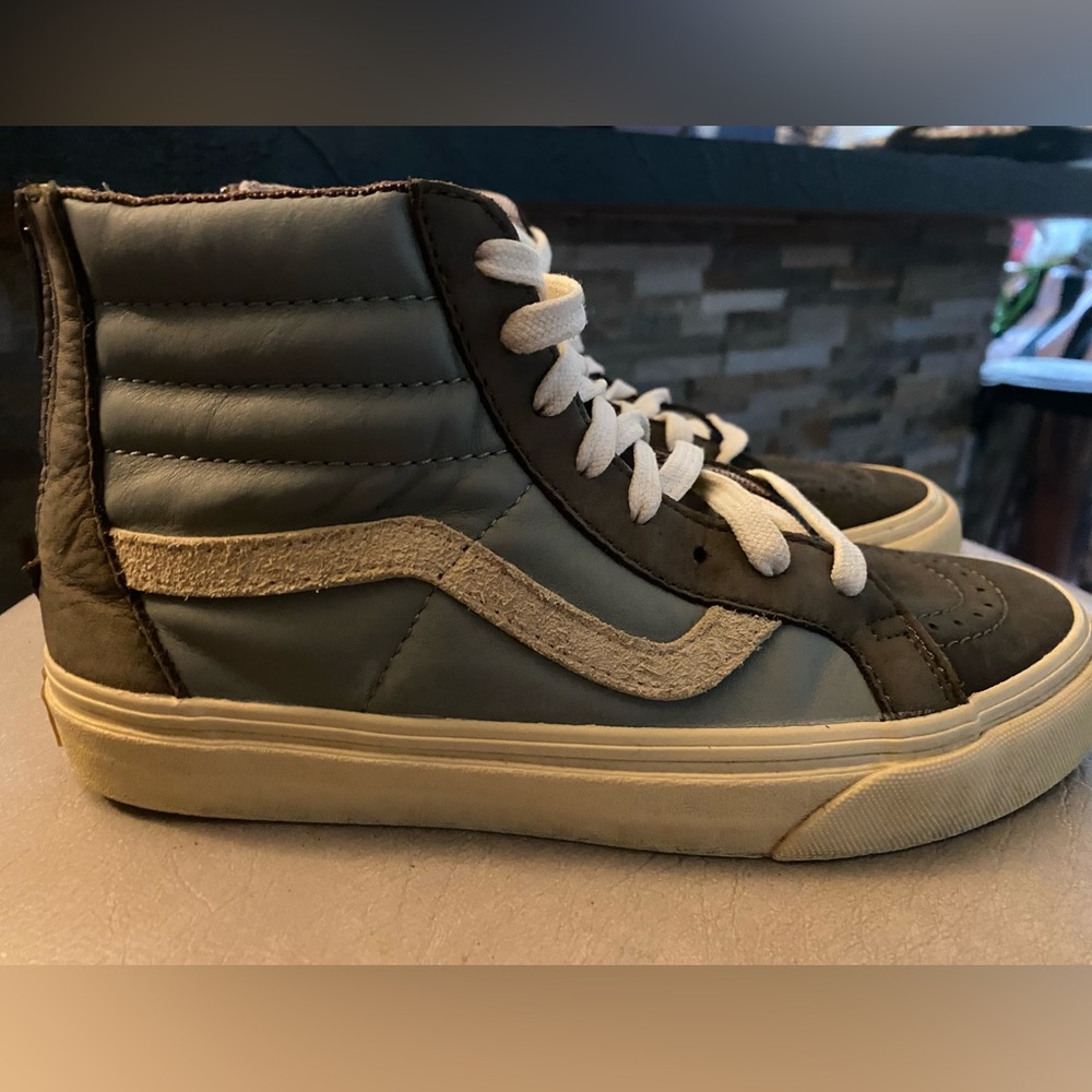 VANS SK8 HIGHTOP LACED FULL HEEL ZIP SNEAKERS BLUE/GREY W 7 M5.5